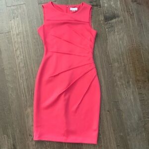 Calvin Klein Coral Pink Sleeveless Sheath Midi Dress